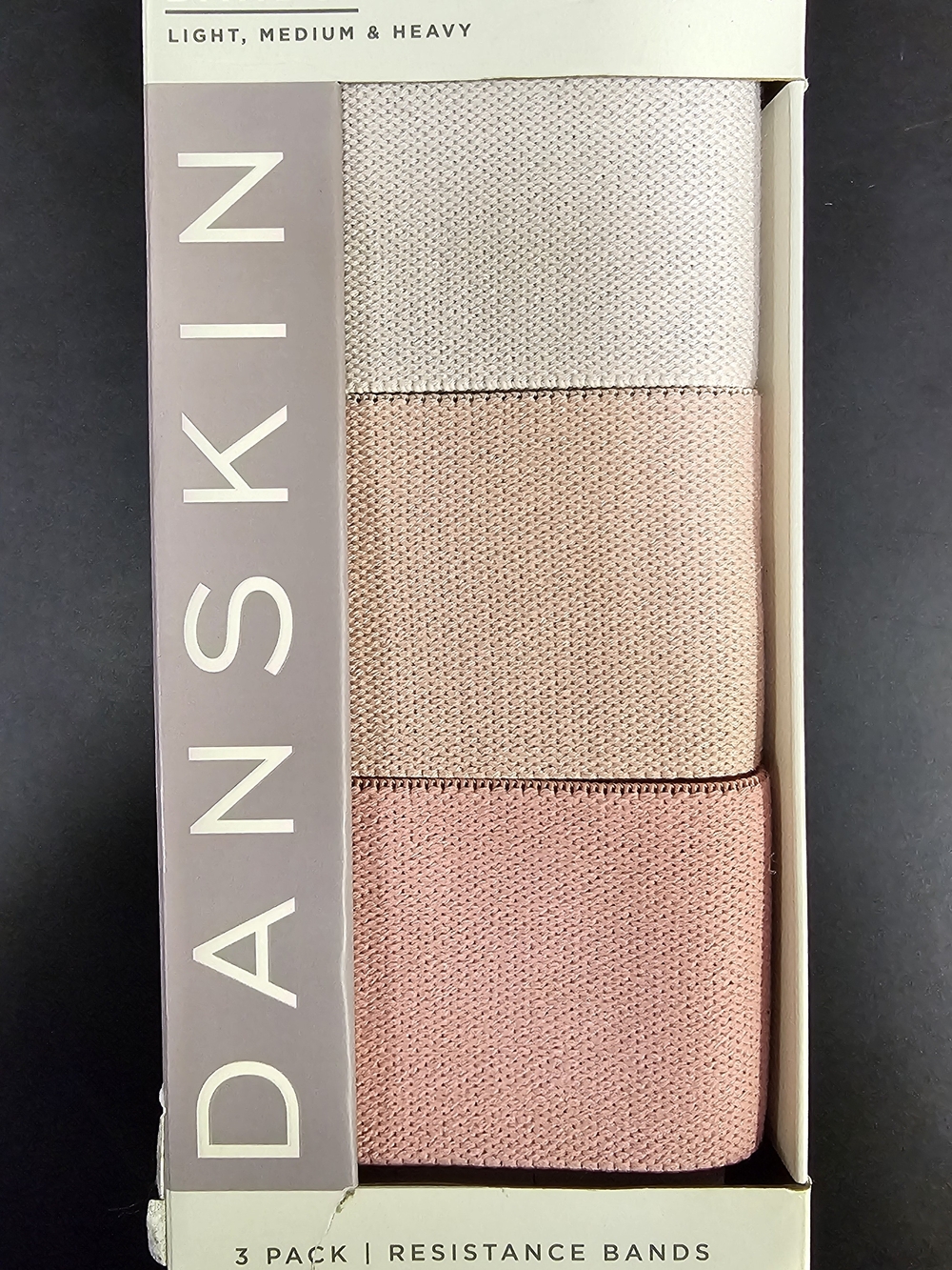 Danskin 3-Pack Resistance Bands in Light Pink, Blush, and Cream